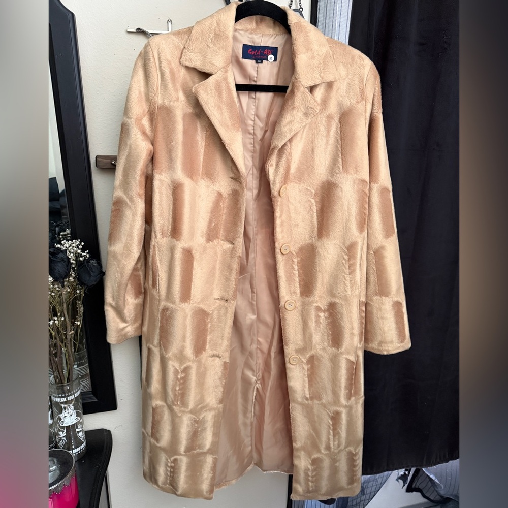 Vintage Gold Faux Fur Long Coat